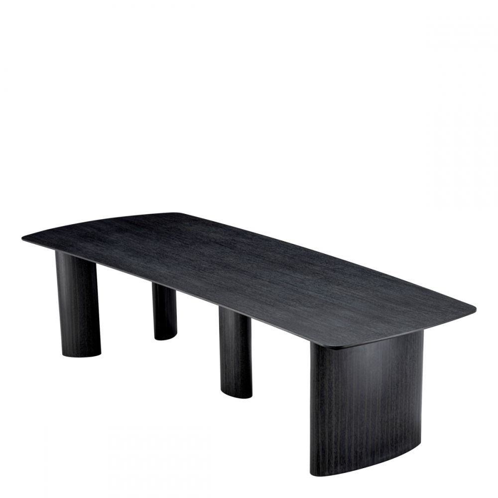 Masa Dreptunghiulara Bergman L Eichholtz din Furnir de stejar Negru de 8-12 persoane L300xH76.5cm