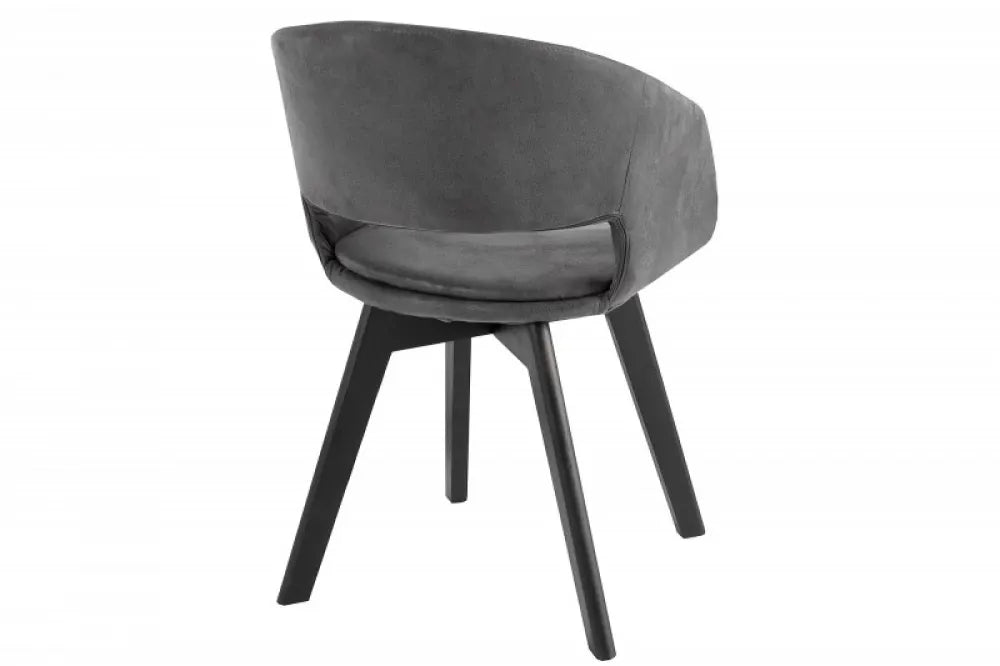 Scaun tapitat cu Microfibra Gri cu picioare din Lemn de fag Negru H80xL54xA54cm Nordic Star