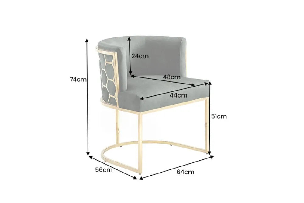 Scaun tapitat cu Catifea Verde si picioare din Otel inoxidabil Auriu H74xL64xA56cm ELEGANCE
