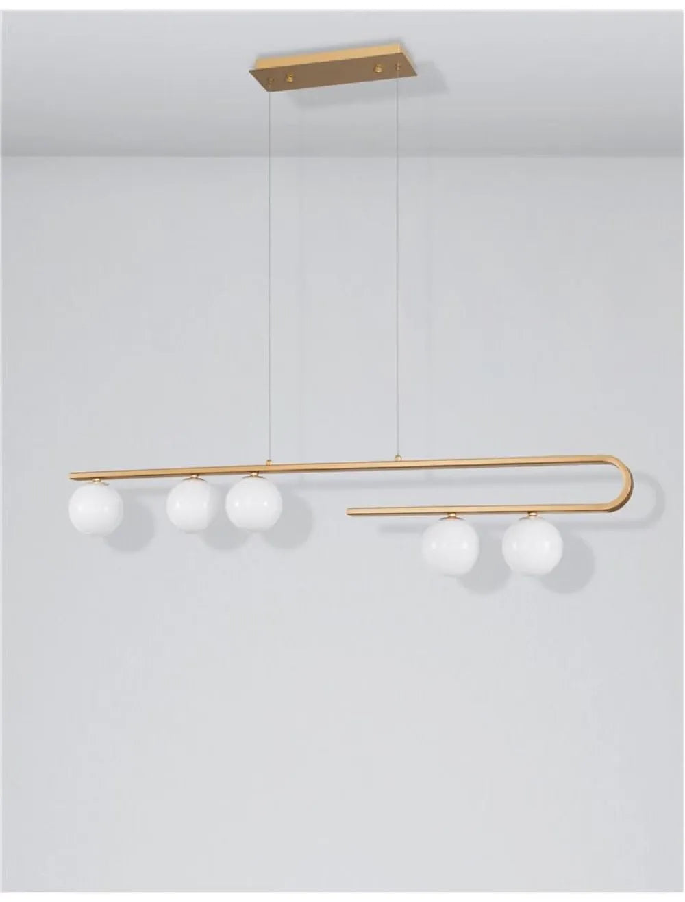 Lustra structura din Metal Auriu si abajur din Sticla Alb H180xL113cm IP20 CANTONA