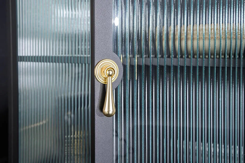 Dulap din Metal Negru si Metal/Sticla securizata Negru/Transparent L80xH180cm AMSTERDAM
