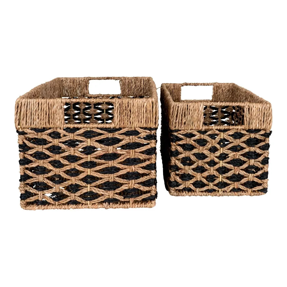 Set 2 cosuri depozitare impletite natural Negru/Maro H19/21xL35/40cm Salar