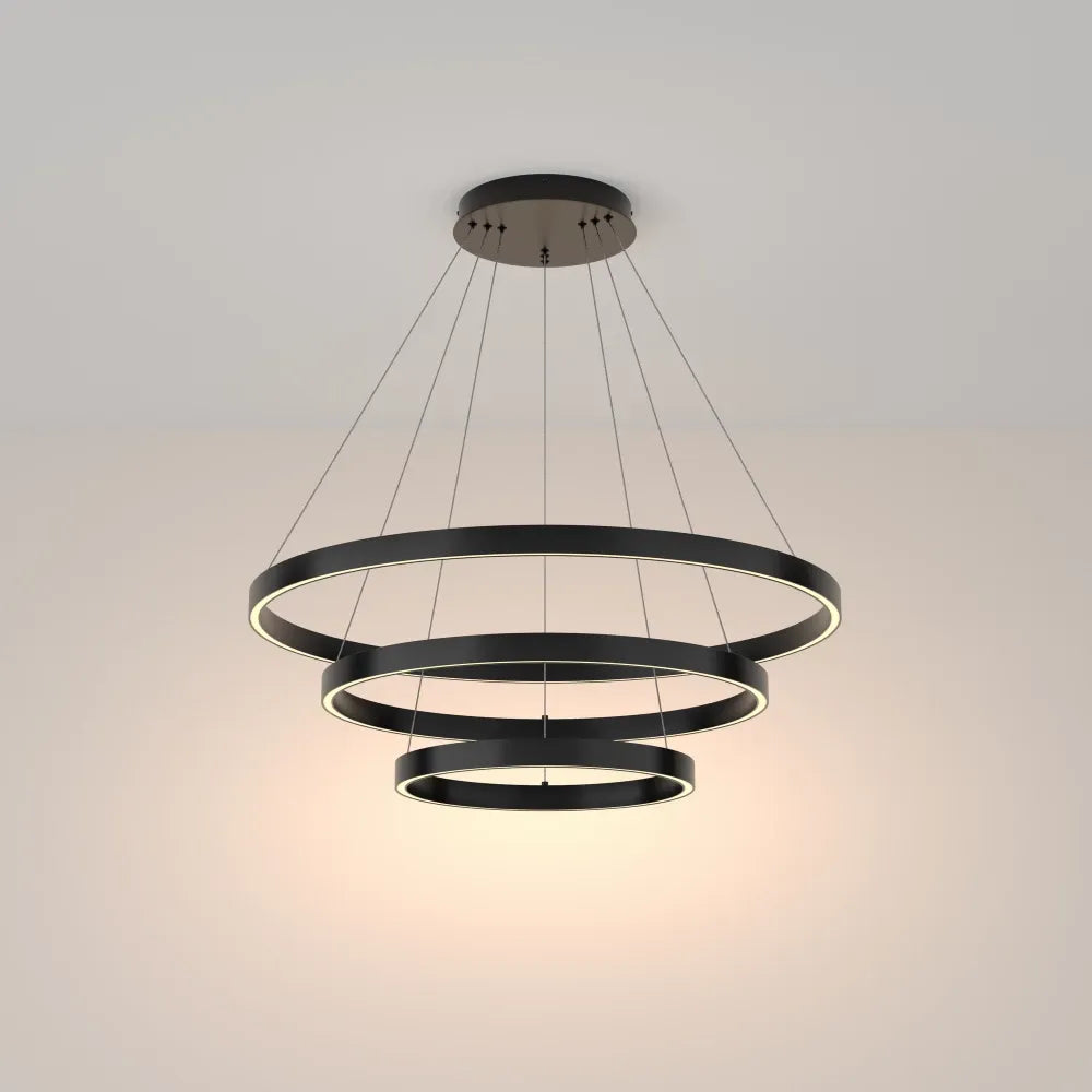 Lustra Rotunda din Aluminiu Negru 115W 6100lm 3000k D80xH120cm Rim