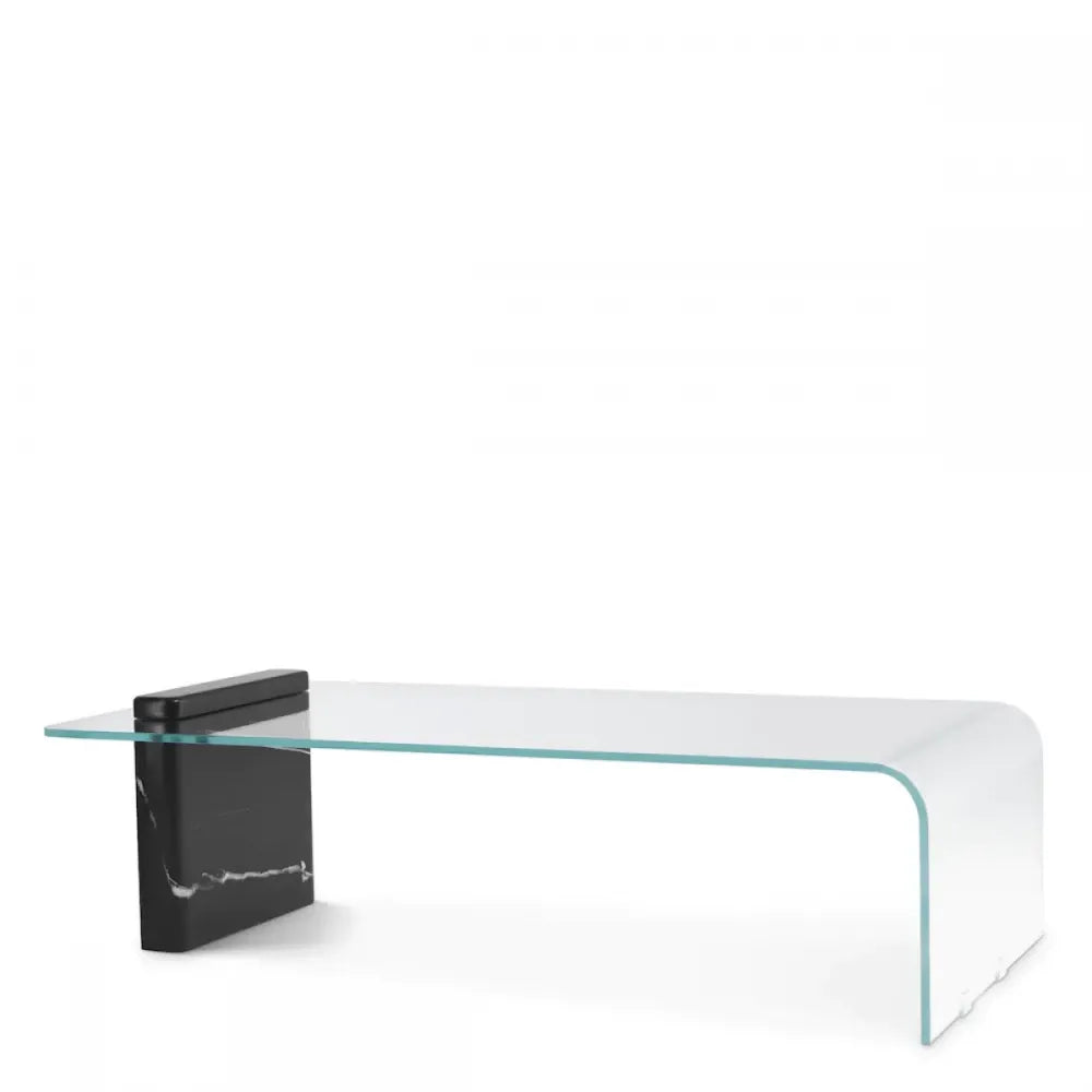 Masuta de cafea Dreptunghiulara din Marmura Negru si Sticla securizata Transparent L133.5xl65cm Stonecrest Eichholtz