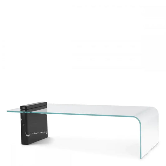 Masuta de cafea Dreptunghiulara din Marmura Negru si Sticla securizata Transparent L133.5xl65cm Stonecrest Eichholtz