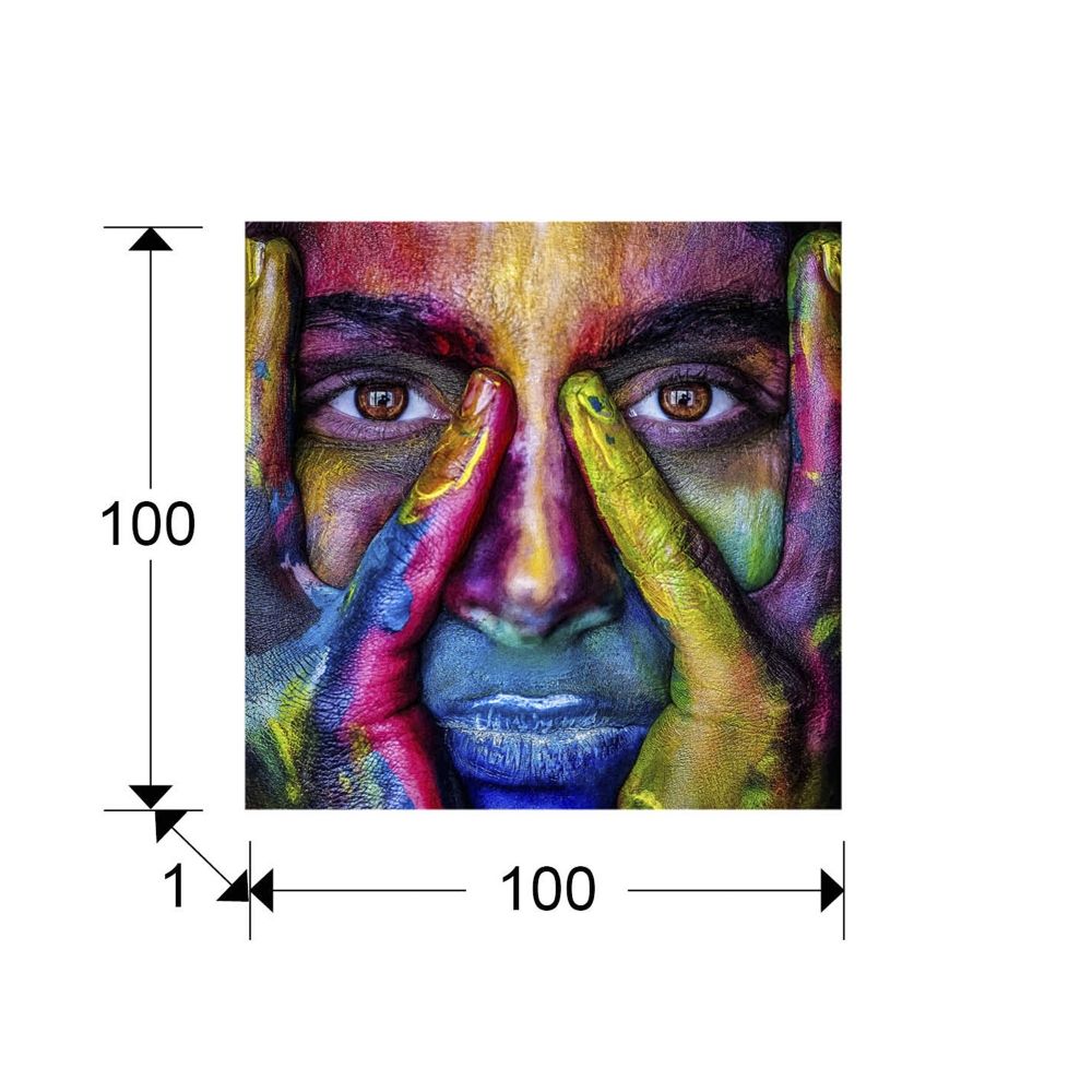 Tablou Patrat pe Sticla Multicolor Colores H100xL100cm