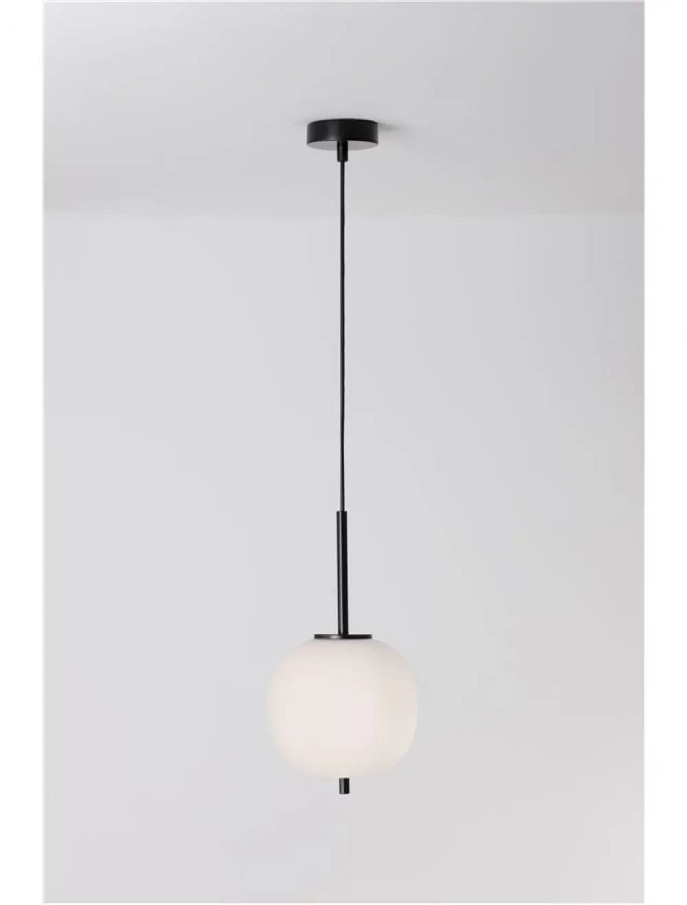 Pendul structura din Metal Negru si abajur din Sticla Alb H120xL18.5cm IP20 LATO