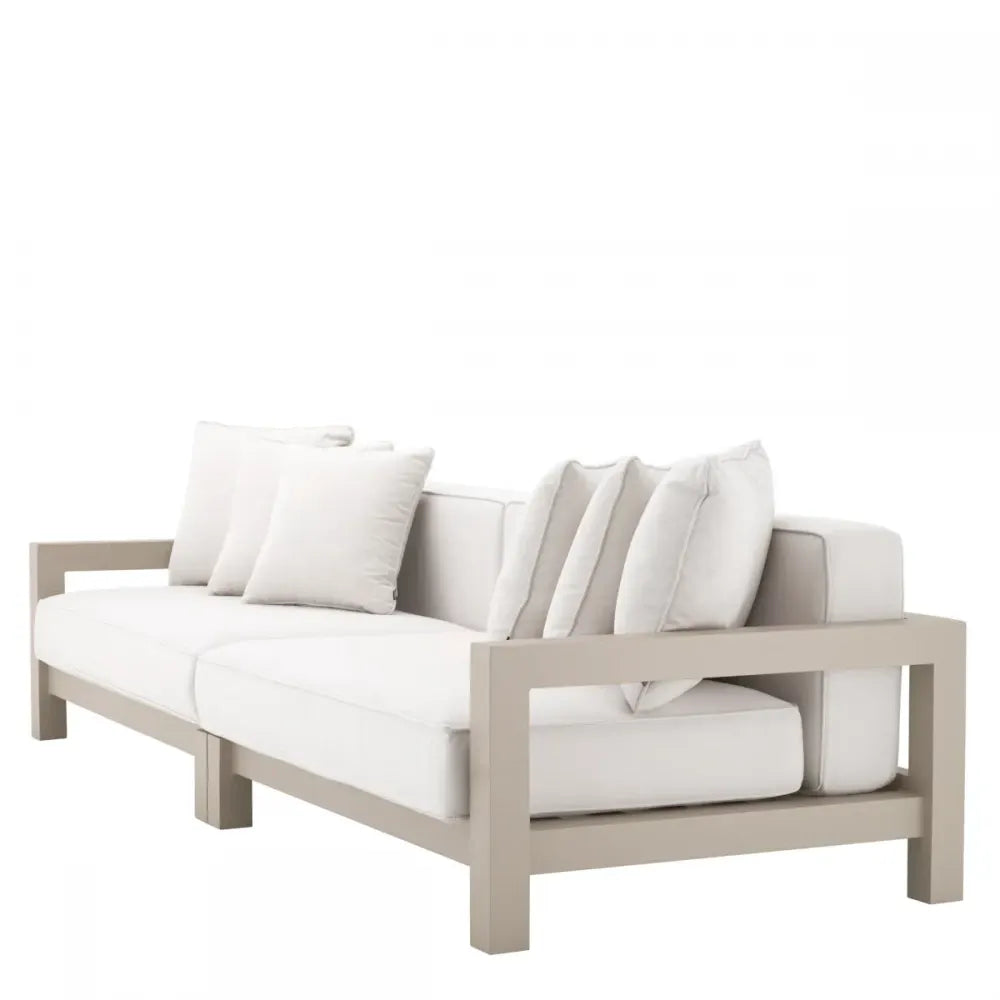 Canapea de exterior din Metal Bej si Stofa Alb H72xL273.5cm Cap-Antibes Eichholtz