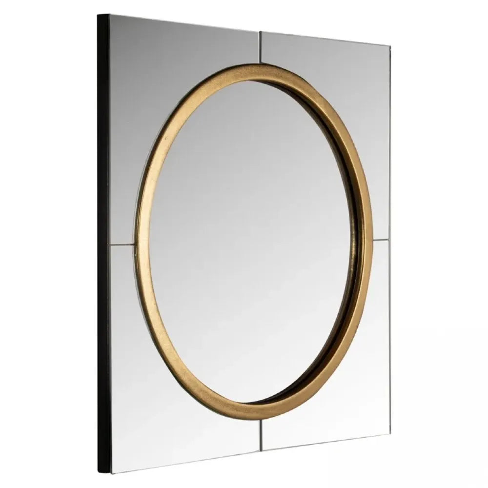 Oglinda patrata cu detalii metalice aurii H51xL51cm Briana Richmond Interiors