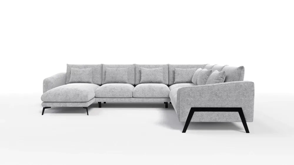 Coltar in forma de U tapitat cu Chenille Gri deschis Sajma 20 L378x293cm Aspen