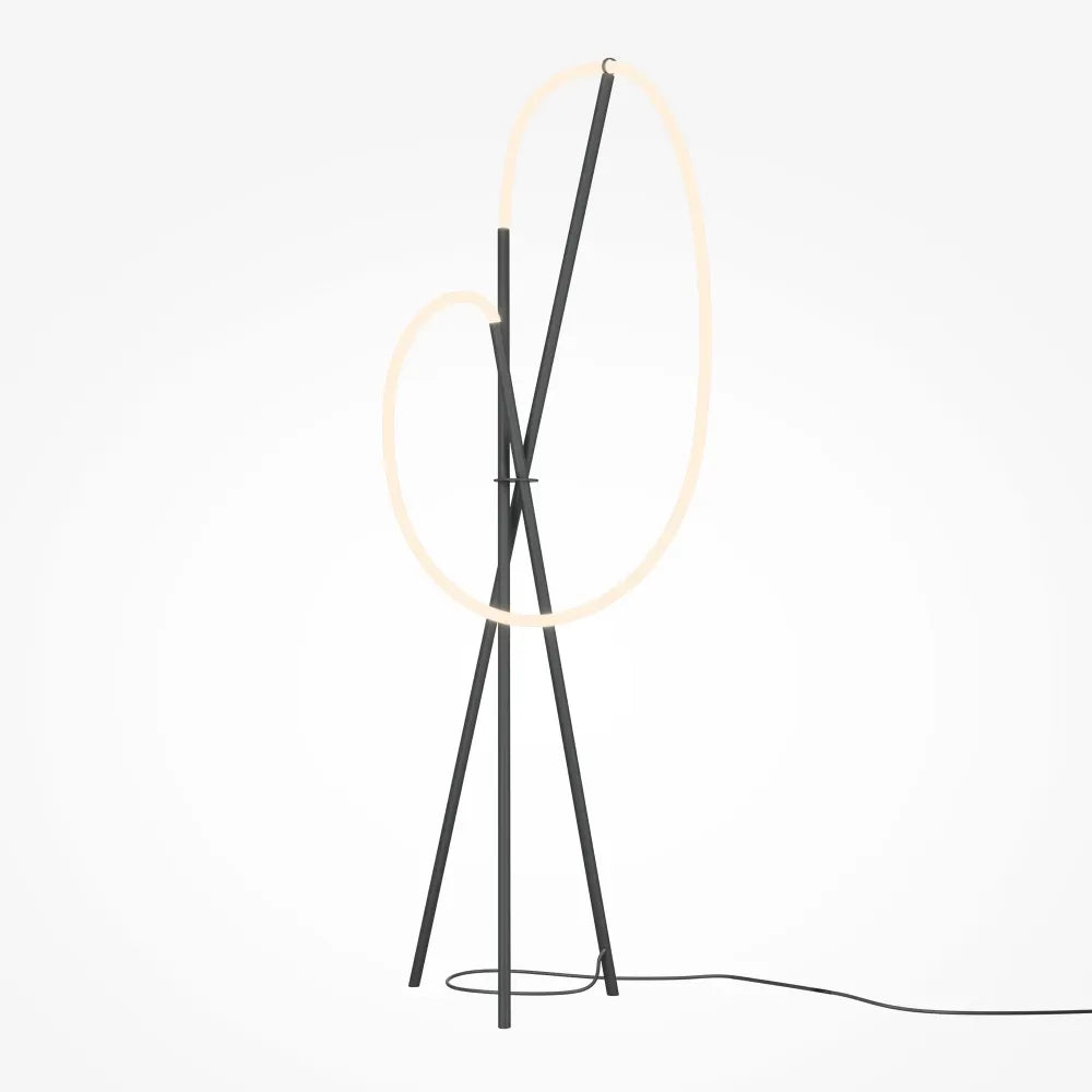 Lampa podea din Aluminiu Negru si Silicon Alb H162xL45cm Crochet