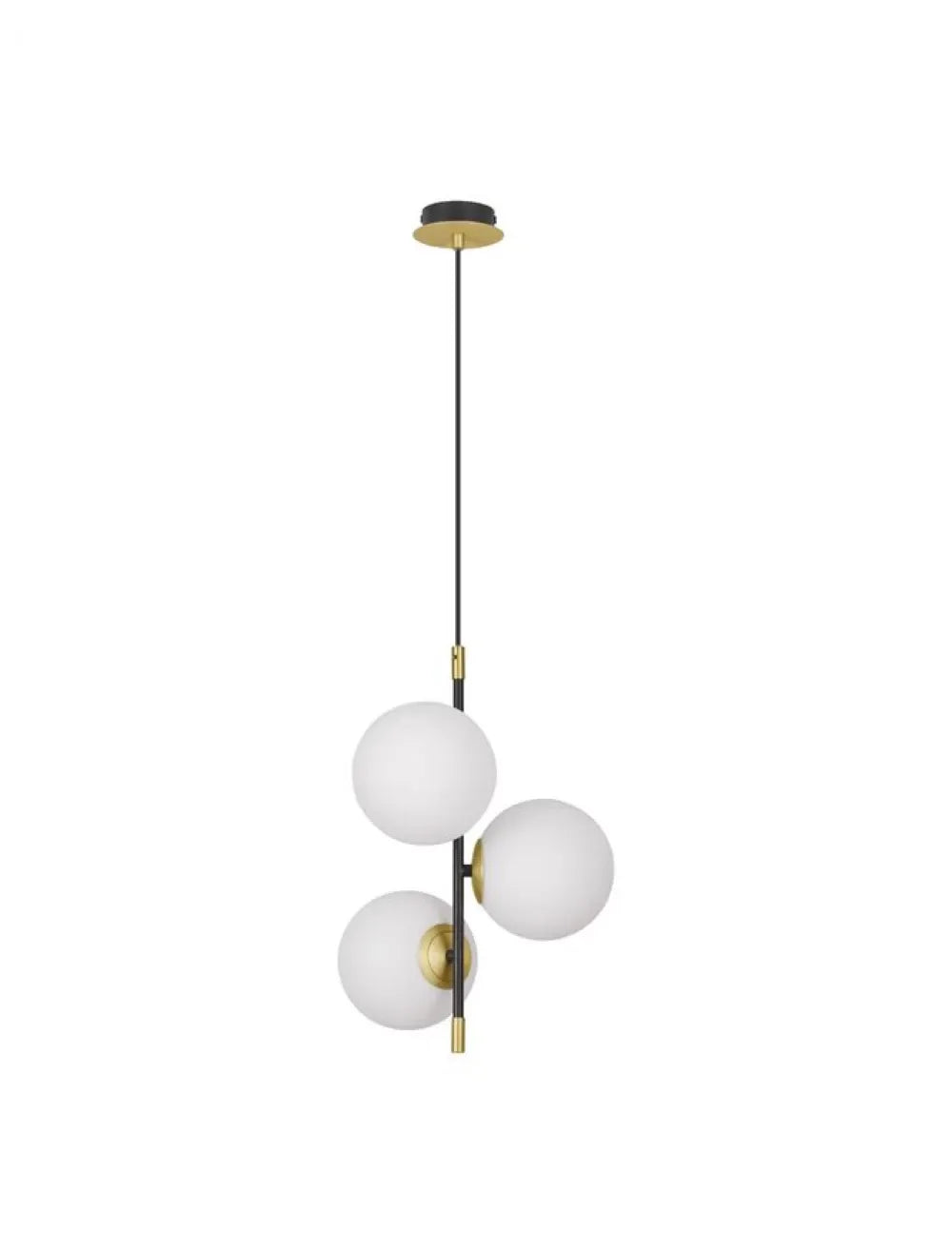 Lustra structura din Metal Negru/Auriu si abajur din Sticla Alb H120xL15cm IP20 GIT