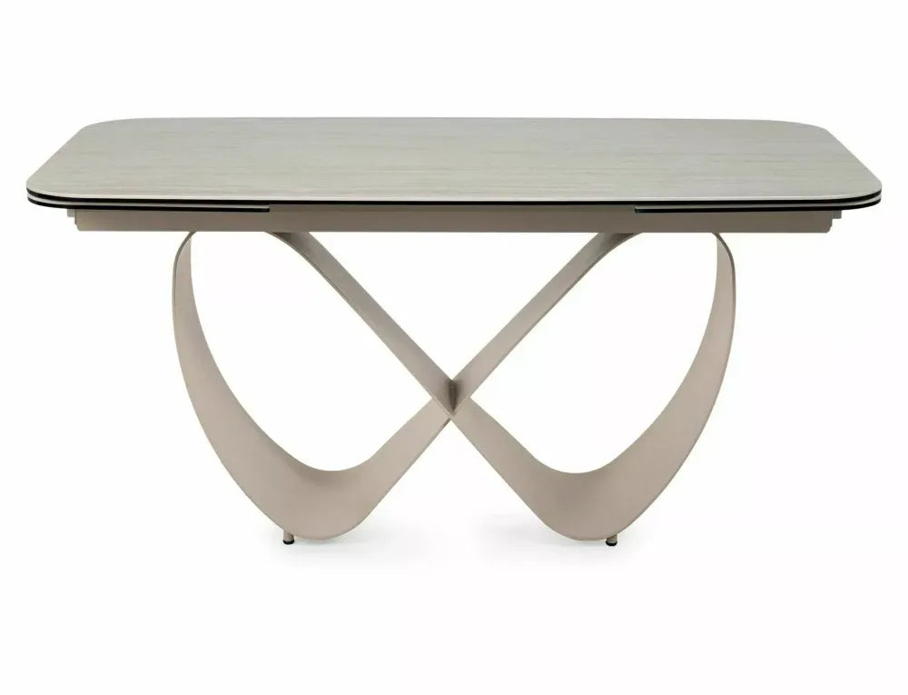 Masa extensibila din Metal Bej si Sticla securizata+Ceramica Bej mat L160-240xH76cm Infinity