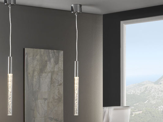 Pendul cu inaltime reglabila din Sticla Transparent cu LED  D9xH150cm Cosmo