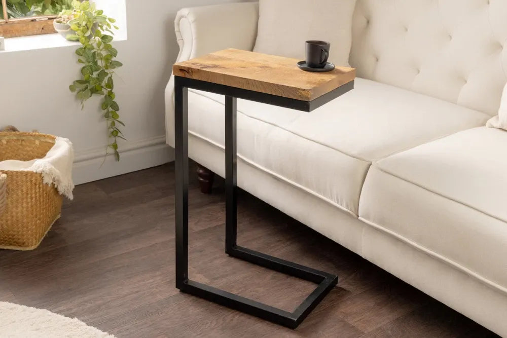 Masuta laterala din Lemn de mango Maro si Metal Negru L26xH62cm Gaston