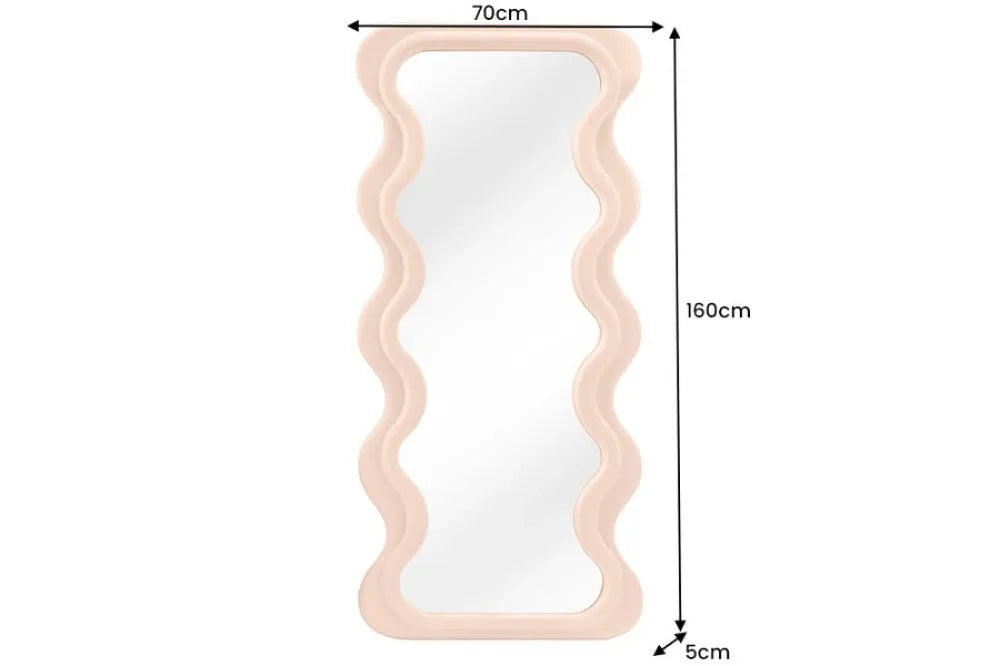 Oglinda cu rama din Poliuretan Roz piersica H160xL70cm Curvy
