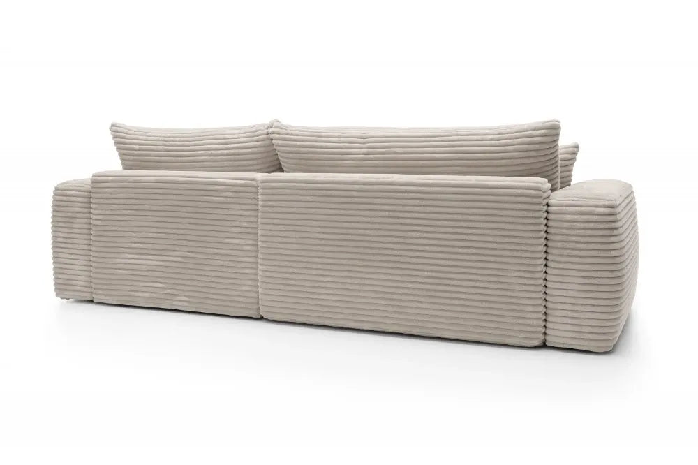 Coltar extensibil tapitat cu Corduroy Bej inchis cu lada depozitare Billy