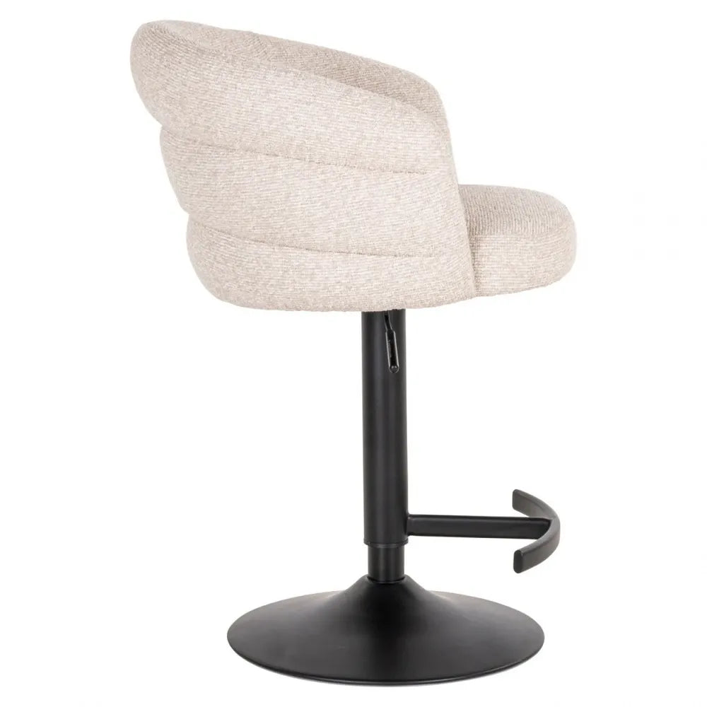 Scaun de bar rotativ cu inaltime reglabila din Stofa Crem si Metal Negru L59xH85-110cm Nikki Richmond interiors