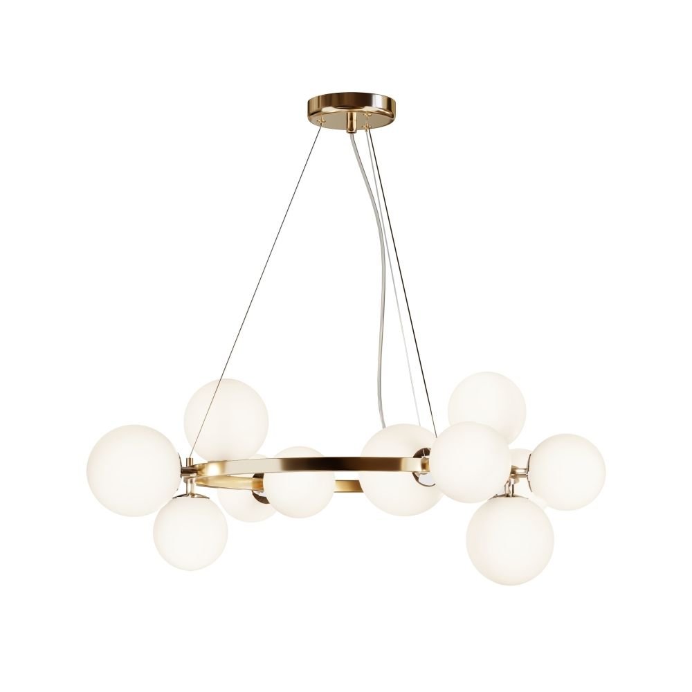 Lustra din Metal si Sticla Auriu/Alb mat cu 11 becuri G9 28W D67xH137cm Dallas