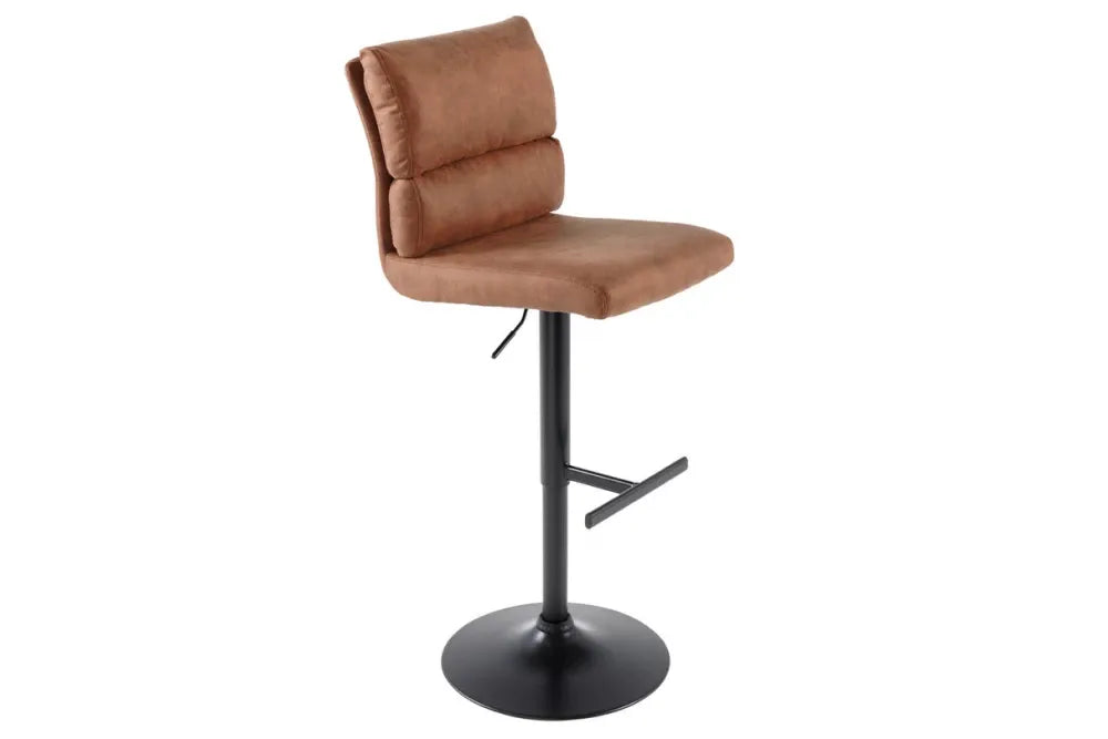 Set 2 scaune de bar din Metal Negru si Microfibra Maro H100-121xL45cm Comfort