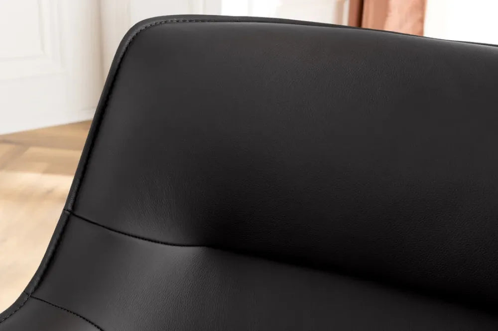 Set 2 scaune rotative tapitat cu Piele/Stofa Negru si picioare din Metal Negru H87xL68xA68cm LE GRAND