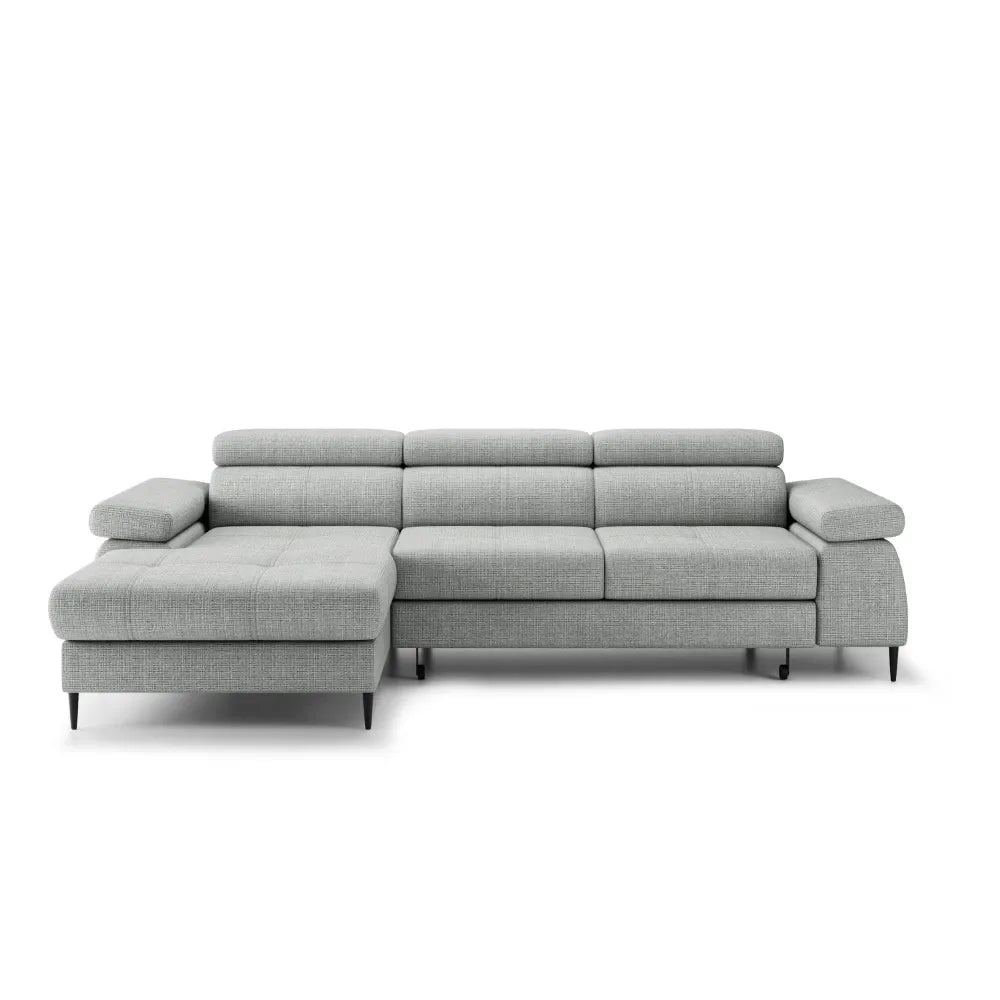 Coltar extensibil tapitat cu Chenille Gri inchis cu lada depozitare Cordoba I