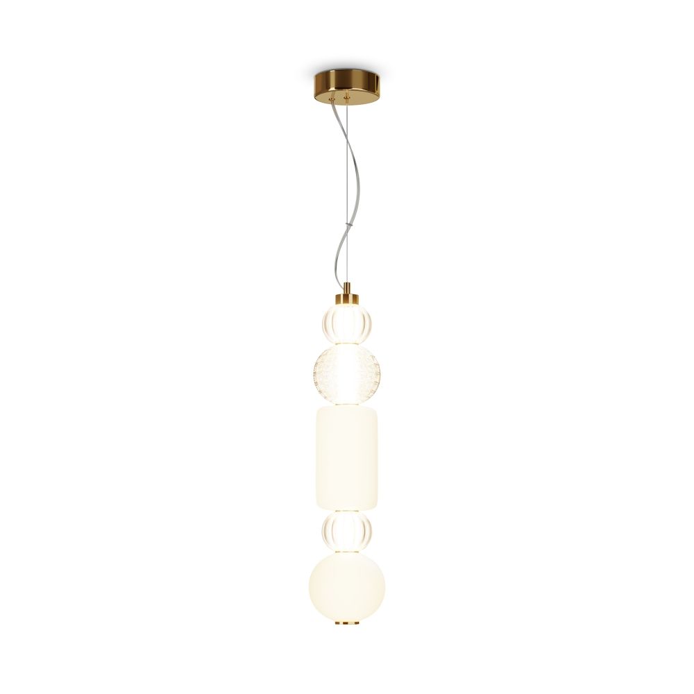 Pendul din Metal si Sticla Auriu/Transparent D15xH220cm Collar