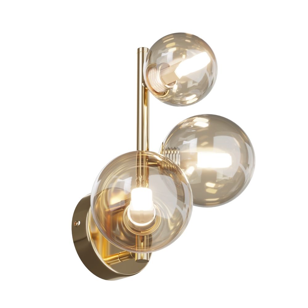 Aplica de perete Metal si Sticla Auriu/Crem L20xH25cm Dallas