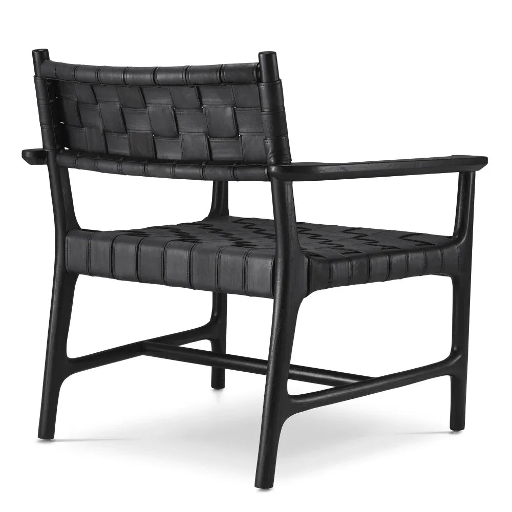 Fotoliu tapitat cu Piele naturala Negru L70xA69.5xH77cm Tiberio Eichholtz