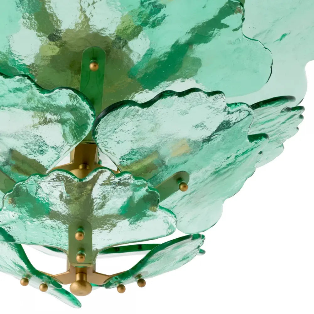 Candelabru din Otel inoxdabil Alama atichizata si Sticla Verde H54xD83cm Florina Eichholtz