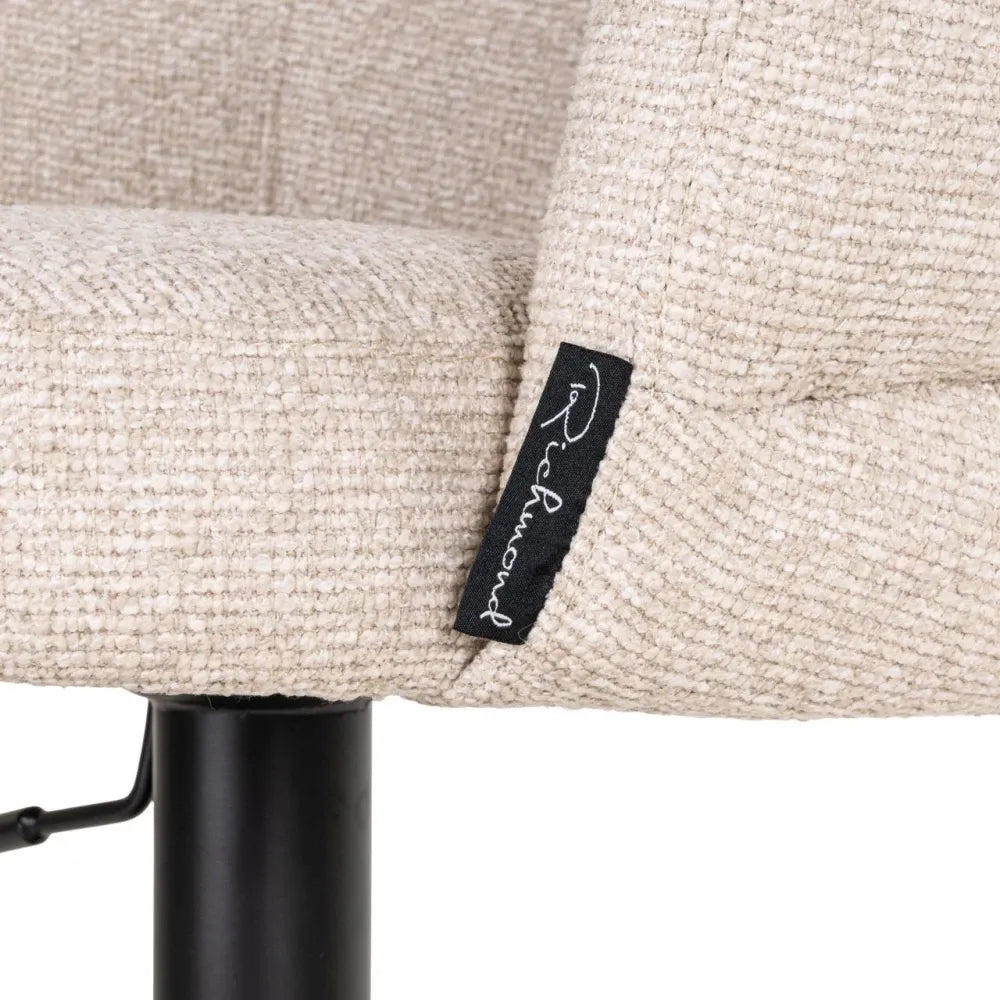 Scaun de bar rotativ cu inaltime reglabila din Stofa Crem si Metal Negru L59xH85-110cm Nikki Richmond interiors