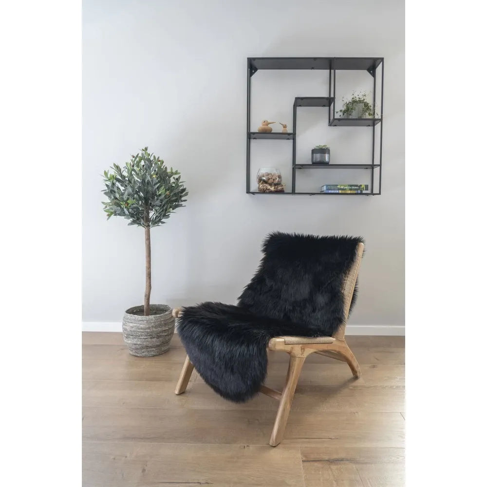 Blanita sintetica decorativa Negru 180x60cm Lambskin Artificial