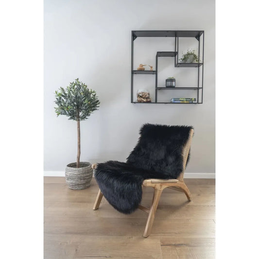 Blanita sintetica decorativa Negru 180x60cm Lambskin Artificial