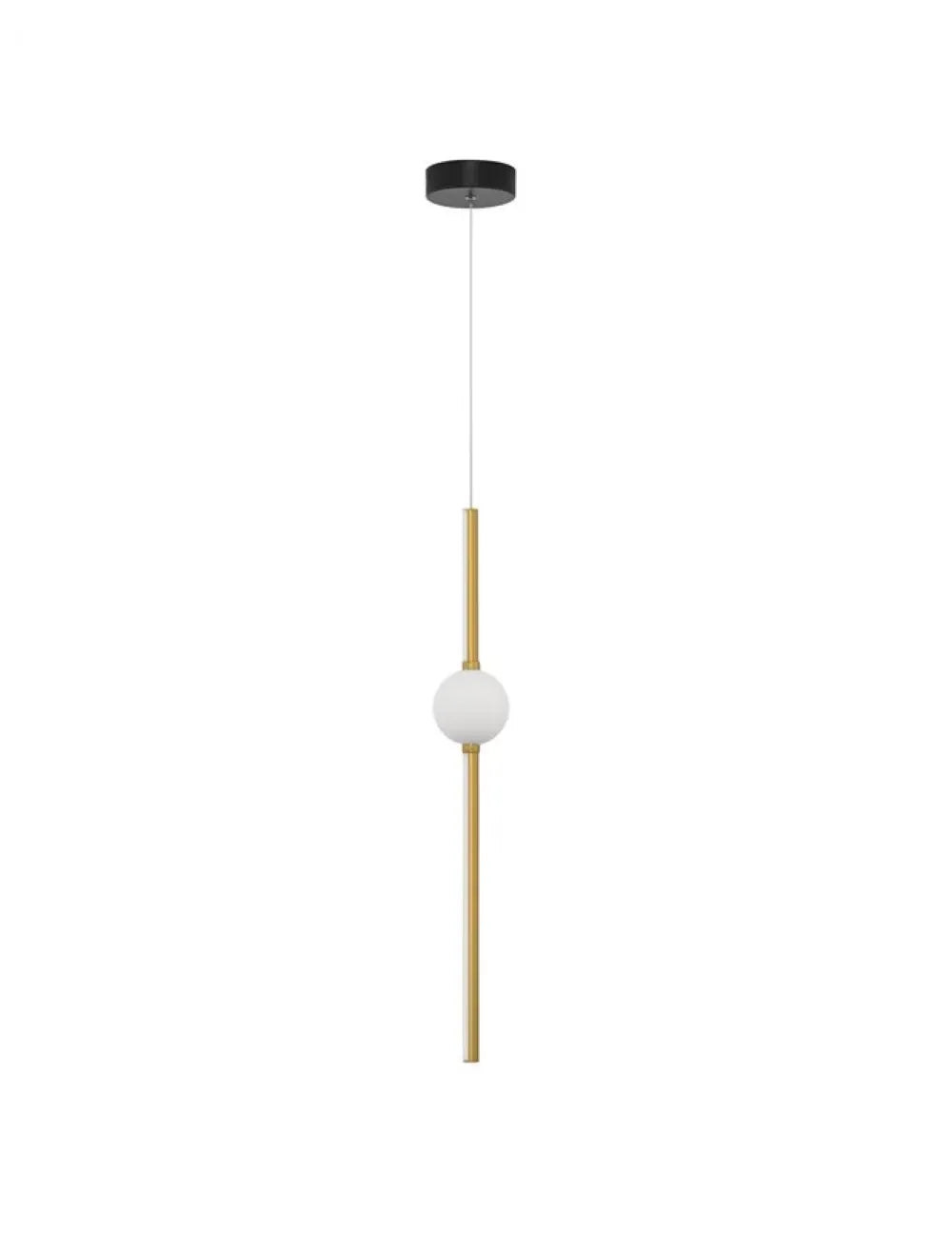 Pendul structura din Aluminiu Negru/Auriu si abajur din Sticla Alb H120xL10.5cm IP20 13W 1130lm 3000k ACROBAT