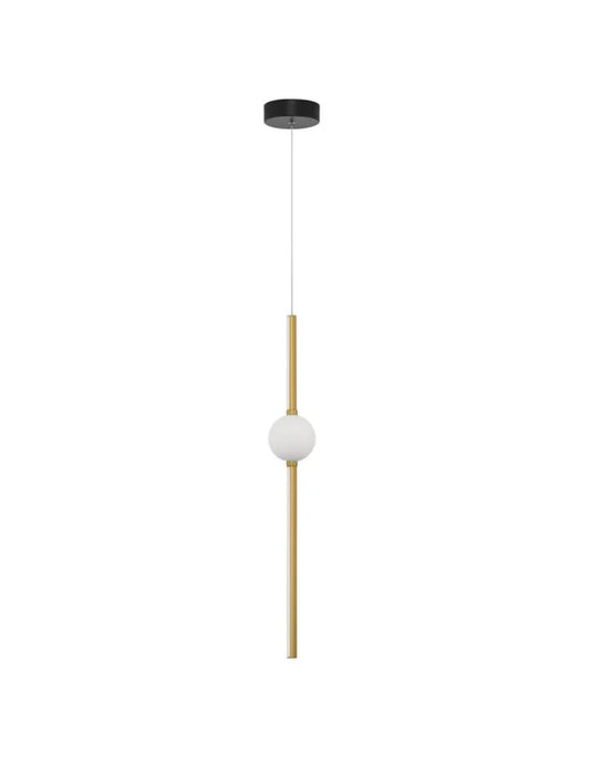 Pendul structura din Aluminiu Negru/Auriu si abajur din Sticla Alb H120xL10.5cm IP20 13W 1130lm 3000k ACROBAT