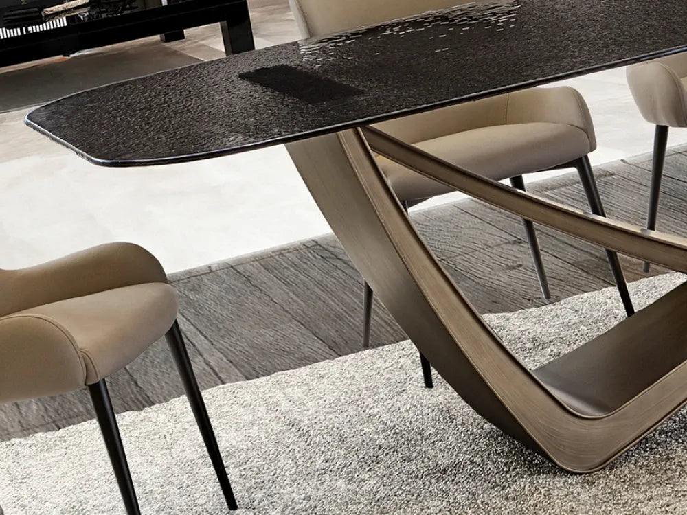 Masa din Metal Bronz si Sticla Gri L240xH76cm Genesis
