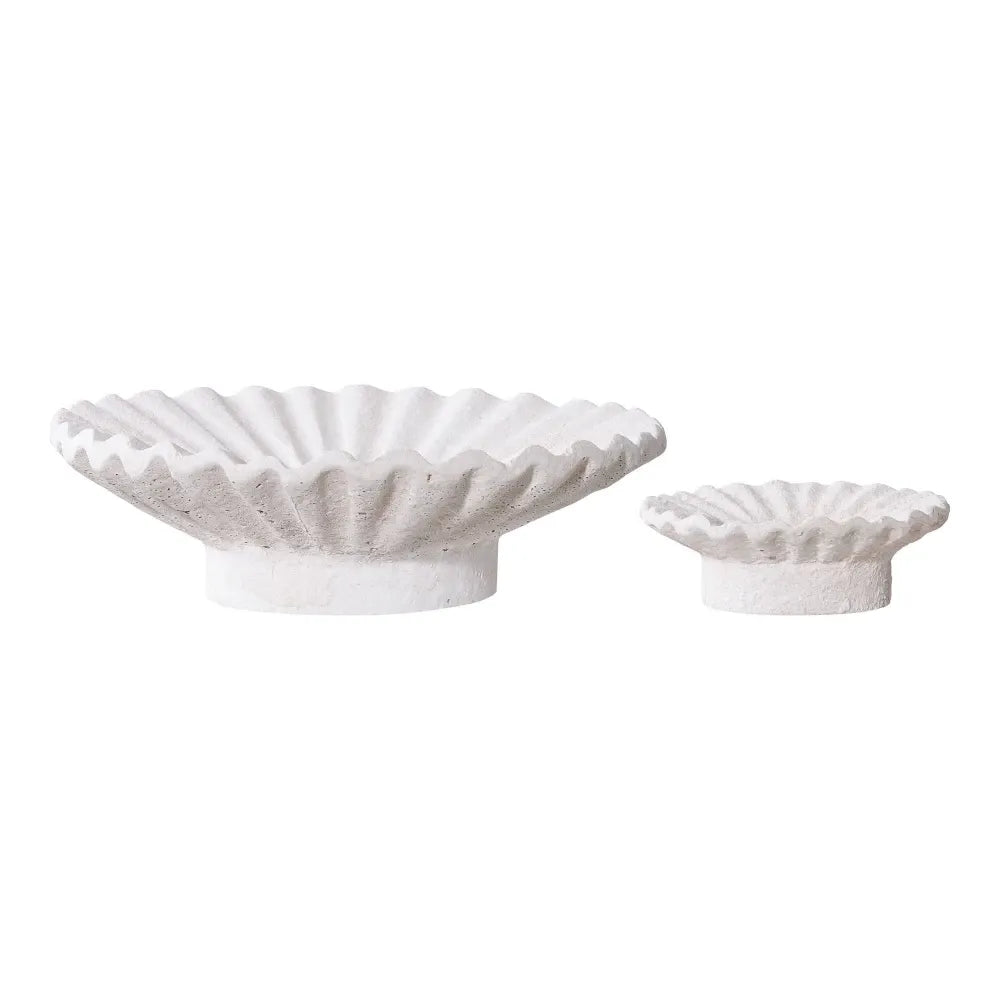 Set 2 suporturi lumanari din Ciment Alb H4,3/7,3xD11,1/21,5cm HN0915