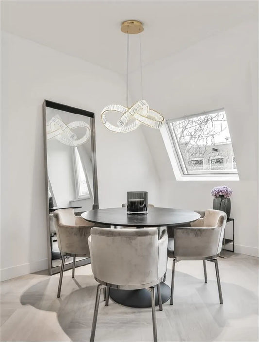 Lustra structura din Metal Auriu si abajur din Cristal Transparent H120xL60cm IP20 49W 4075lm 3500k CONCETO
