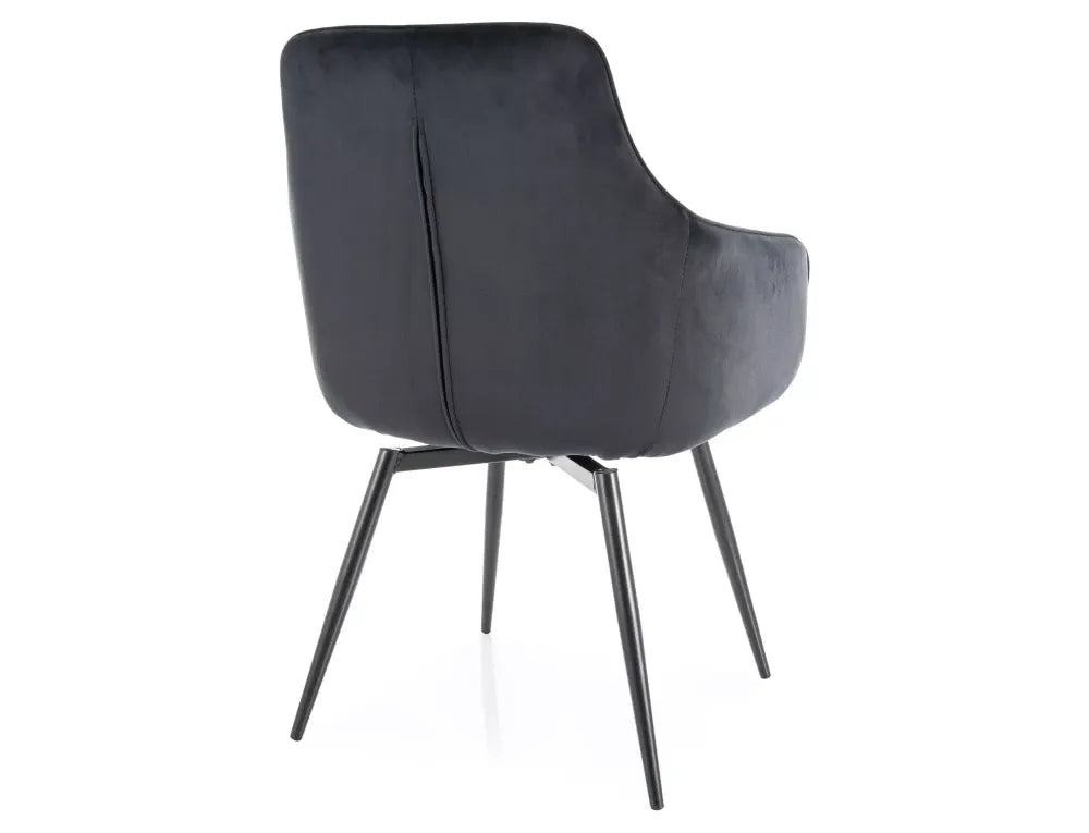 Set 2 scaune din Catifea Negru si Metal Negru Hx88Lx55xA58cm Marlo