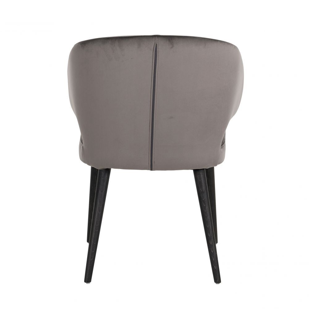 Scaun cu brate din Catifea si Lemn Gri/Negru H81xL62xA60cm Indigo Richmond Interiors