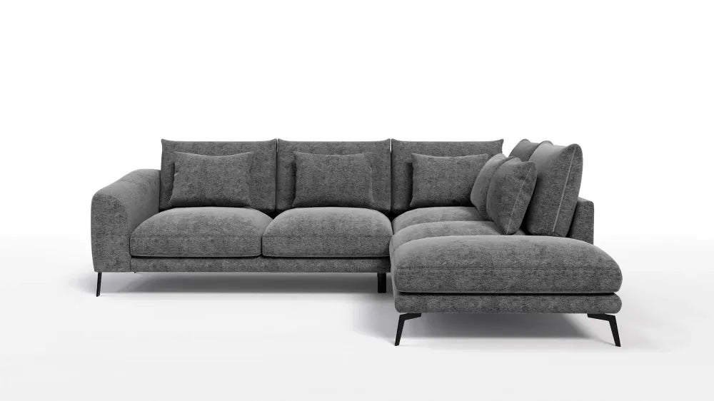Coltar in forma de L tapitat cu Chenille Gri Sajma 18 L292x228cm Aspen