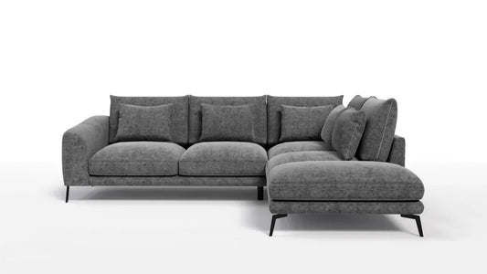 Coltar in forma de L tapitat cu Chenille Gri Sajma 18 L292x228cm Aspen