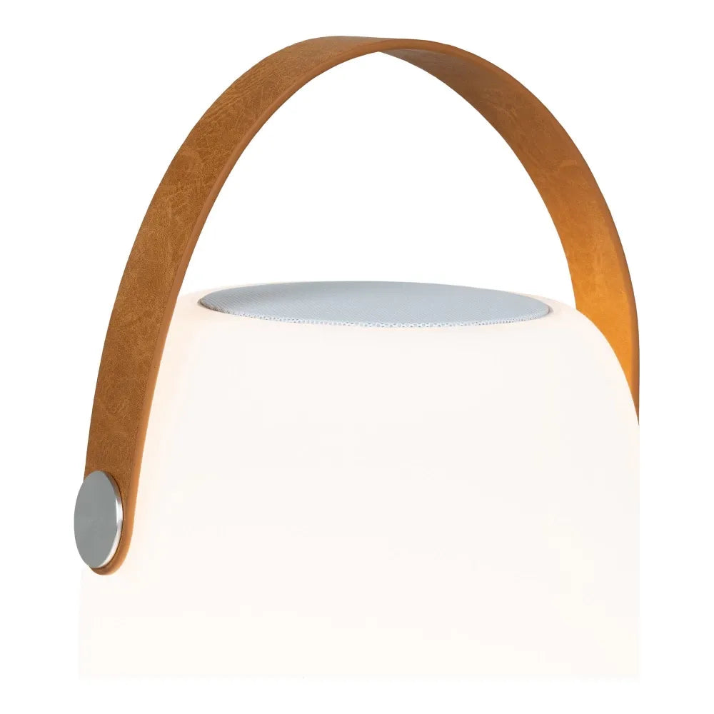 Lampa exterioara reincarcabila cu boxa Bluetooth incorporata din Polipropilena Alb H21xD18cm Cardiff