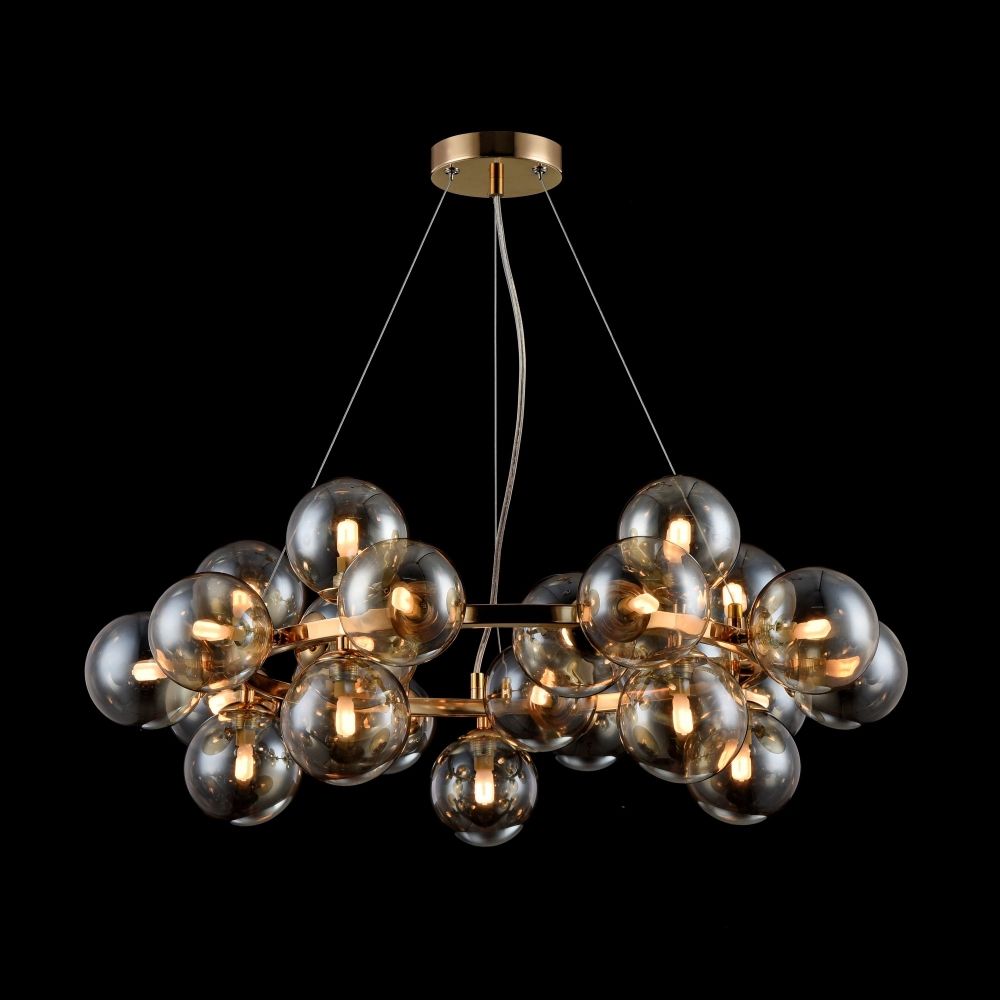 Lustra rotunda cu inaltime reglabila din Sticla Auriu cu 25 becuri D69xH136cm Dallas