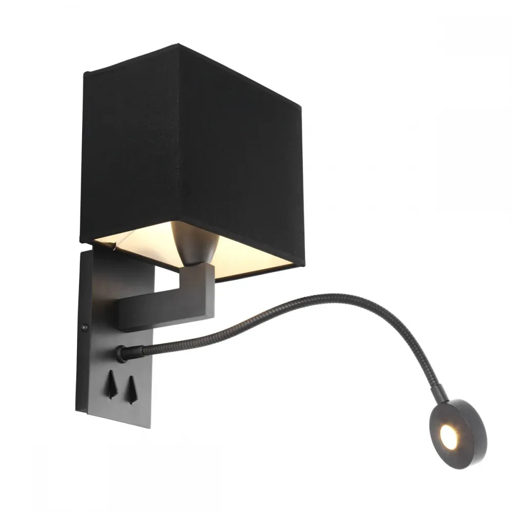 Aplica de perete din Metal Bronz si Stofa Negru H32xL19cm Reading Eichholtz