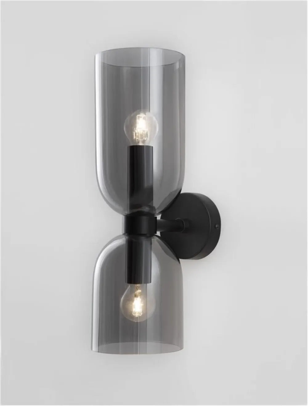 Aplica de perete structura din Metal Negru si abajur din Sticla Fumuriu H37.5xL11.5cm IP20 PALMER