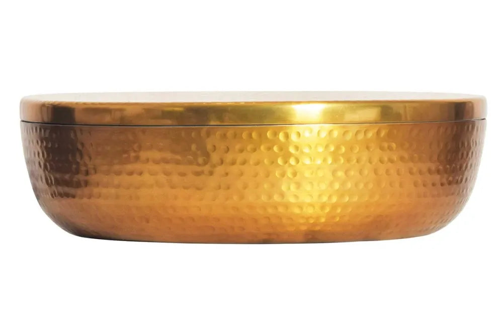 Bol decorativ cu capac din Metal Auriu H11xD38cm Orient