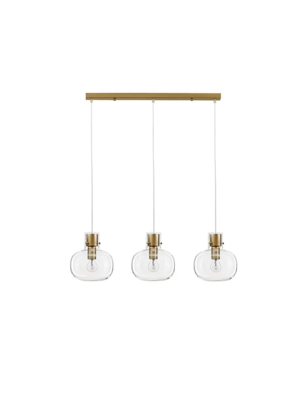 Lustra structura din Metal Alama si abajur din Sticla Transparent H175xL86cm IP20 CINZIA