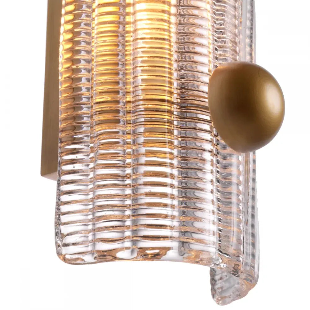 Aplica de perete din Otel inoxdabil Alama atichizata si Sticla Transparent H50xL12cm Dara Eichholtz