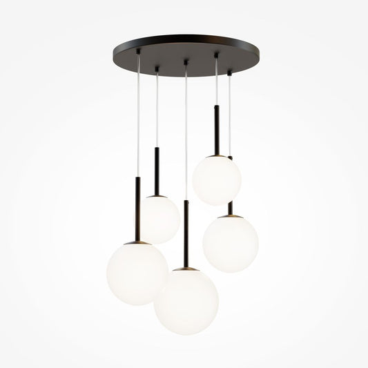 Lustra din Metal si Sticla Negru mat/Alb cu 5 becuri E14 40W D45xH180cm Basic form